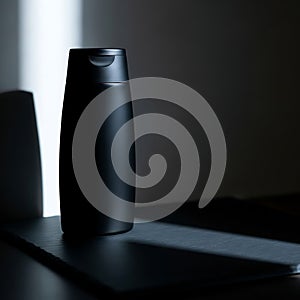 Black Bottle on Dark Surface