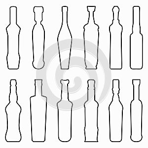 Black bottles glassware collection of symbols