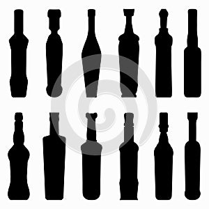 Black bottles glassware collection of symbols