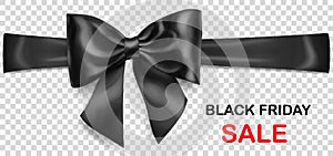 Black bow with horizontal ribbon and inscription Black Friday Sa