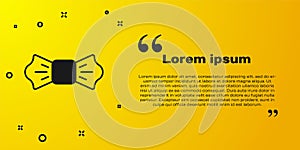Black Bow tie icon isolated on yellow background. Vector