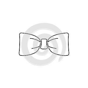 Black bow tie vector line icon isolated on white