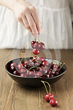 Black Bowl with cherries