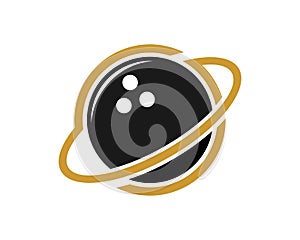 Black bowling ball with planet rings