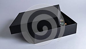 black box with hidden discount code inside . Shopping concept. Generated Image