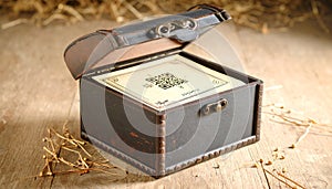 black box with hidden discount code inside . Shopping concept. Generated Image