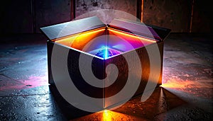 black box with hidden discount code inside . Shopping concept. Generated Image