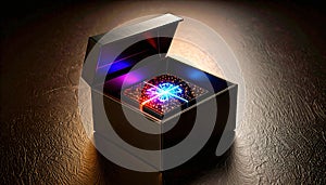 black box with hidden discount code inside . Shopping concept. Generated Image