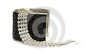 Black bracelet with dimonds