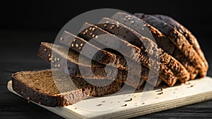 black bread on a wooden board