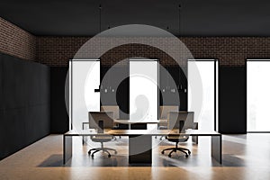 Black and brick open space office interior