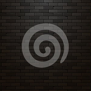 Black brick wall vector background. Dark brick texture design.