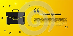 Black Briefcase icon isolated on yellow background. Business case sign. Business portfolio. Vector Illustration