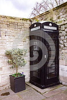 Black British phonebox London in UK, England