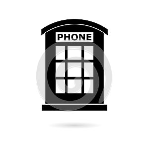 Black British Telephone Booth Isolated icon or logo