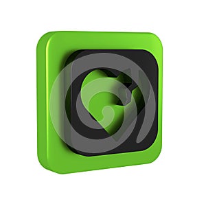 Black Broken heart or divorce icon isolated on transparent background. Love symbol. Happy Valentines day. Green square