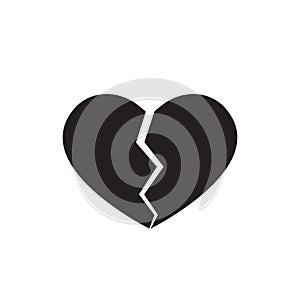 Black Broken Heart Icon. Divorce and Heartbreak Vector photo