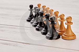 Black and brown chess set.