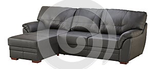 Black brown leather corner sofa