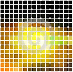 Black brown yellow green rounded mosaic background over white sq