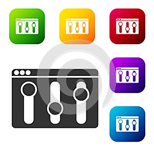 Black Browser setting icon isolated on white background. Adjusting, service, maintenance, repair, fixing. Set icons in