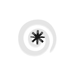 Black brush painted grunge asterisk footnote icon. Flat icon of lopsided footnote isolated on white background