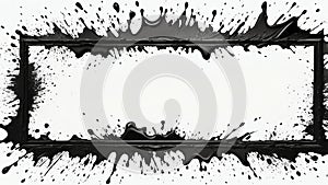 black brush stokes border frame on white backgro ai generated