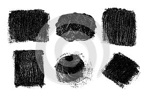 Black brush strokes isolated on white