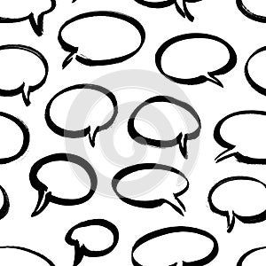 Black Bubble Speech on white background. Grunge Vector Frames set. Paint seamless pattern.  Form concept for design