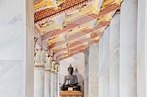 Black Buddha statue placed in the temple