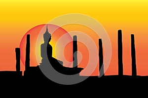 Black Buddha statue yellow background