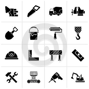 Black Building and construction tools icons