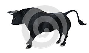 Black bull isolated on white background 3d illustration