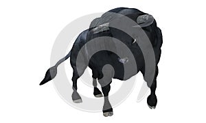 Black bull isolated on white background 3d illustration