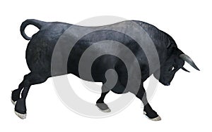 Black bull isolated on white background 3d illustration