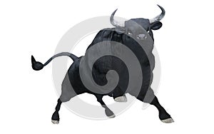 Black bull isolated on white background 3d illustration