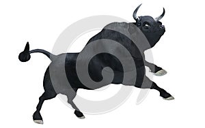 Black bull isolated on white background 3d illustration