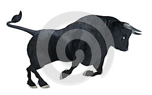 Black bull isolated on white background 3d illustration