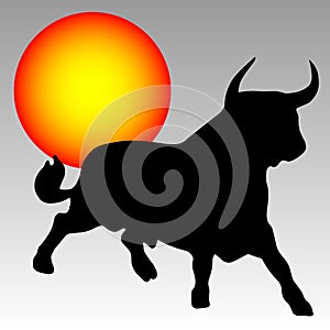 Black bull and the sun