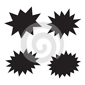 Black bursting star shapes. Set of comic splash, explosion, burst, bang, blast, shine, star vector for sale labels, stickers.