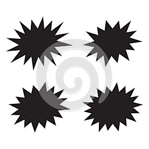 Black bursting star shapes. Set of comic splash, explosion, burst, bang, blast, shine, star vector for sale labels, stickers.