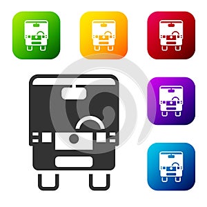 Black Bus icon isolated on white background. Transportation concept. Bus tour transport sign. Tourism or public vehicle