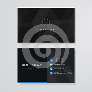 Black business card geometry background design template