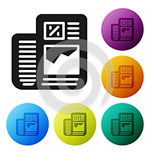 Black Business finance report icon isolated on white background. Audit and analysis, document, plan symbol. Set icons in