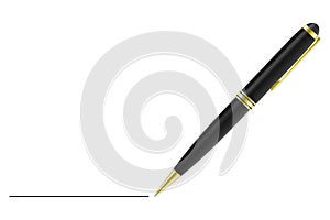 black business fountain pen with black line isolated on white for web,app and design,vector illustration