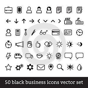 Black business icons vector set