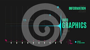 Black business presentation vector slide template with scientific graph visyali