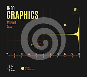 Black business presentation vector slide template with scientific graph visyali