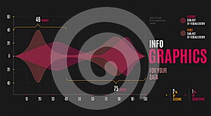 Black business presentation vector slide template with scientific graph visyali