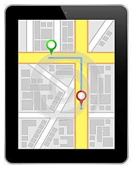 Black Business Tablet With Navigation Route
